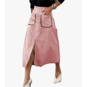 Happy Sailed Women's Faux Suede Skirt Elastic Waist Front Pockets Size Small